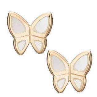 Christina Collect 925 sterling silver Mop butterflies small gilded butterflies with white enamel, model 671-G14